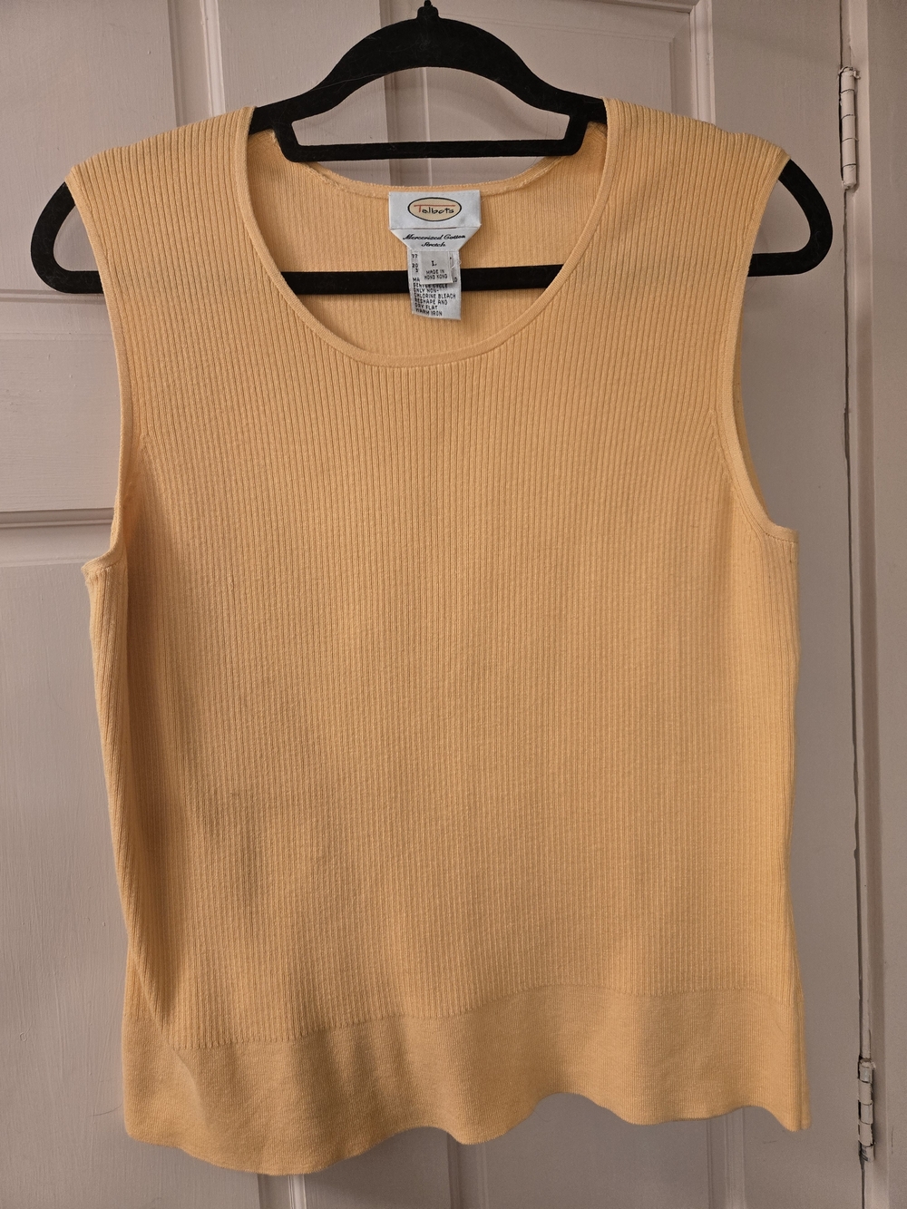 Talbots Ribbed Scoop-Neck Sleeveless Tank - Pale Yellow